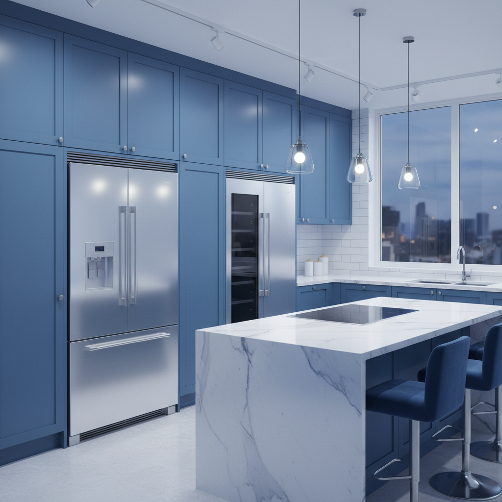 Modern refrigerators and kitchen appliances